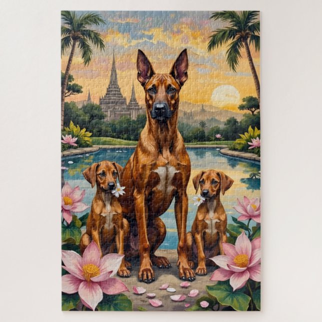 Quebra-cabeça Arte Tailandesa Ridgeback Lótus Tropical (Vertical)