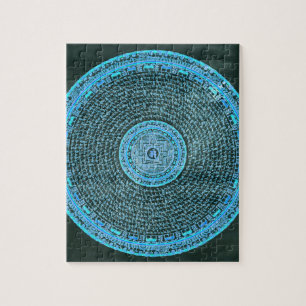 Quebra-cabeça Arte tibetana da mandala do fogo azul (turquesa &