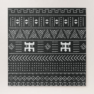 Quebra-cabeça Arte Tribal Africana: Preto Geométrico e Branco