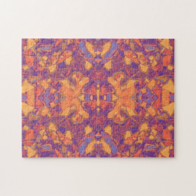 Quebra-cabeça Arte Tribal Hippie Boho Purple Orange Yellow Nativ (Horizontal)
