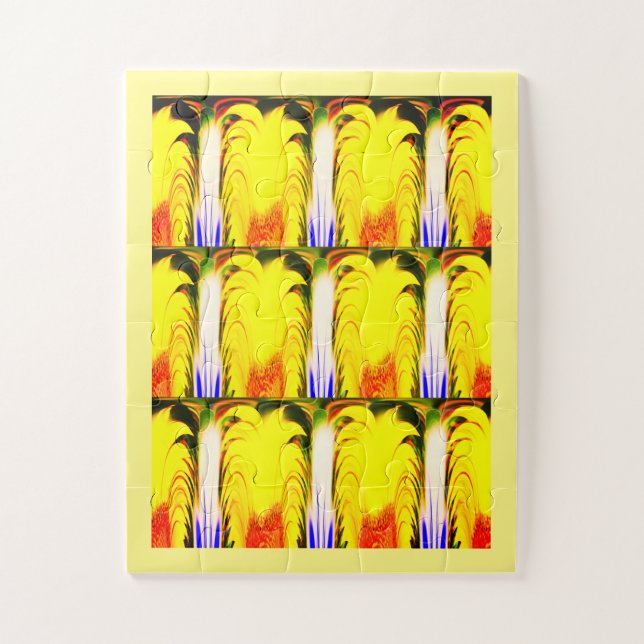 Quebra-cabeça Arte tropical amarela divertida (Vertical)