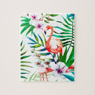 Quebra-cabeça Arte tropical flamingo