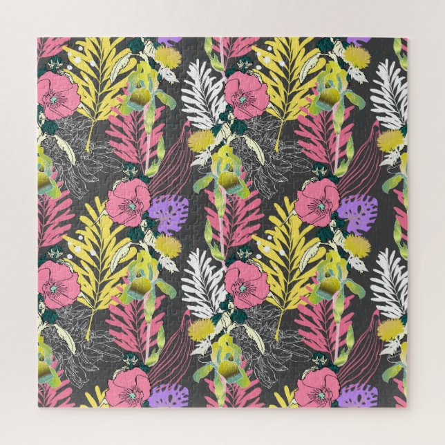 Quebra-cabeça Arte Tropical Flor: Padrão Original. (Vertical)