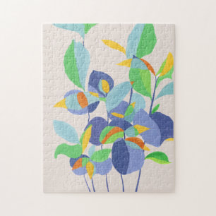 Quebra-cabeça Arte Única de Aquarela Botânica Abstrata