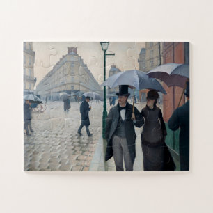 Quebra-cabeça Arte Vintage de Caillebotte Rua de Paris Dia Chuvo