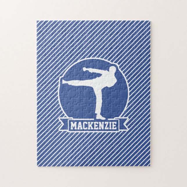 Quebra-cabeça Artes Marciais, Karato, Stripes Azuis e Brancas (Vertical)