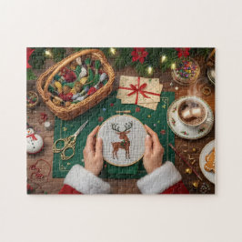 Quebra-cabeça Artesanato de Natal Aconchegante Festa de Renas Co