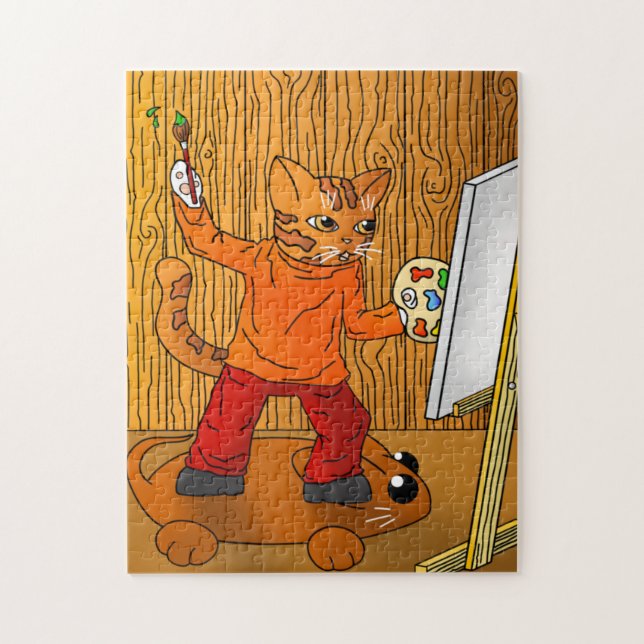 Quebra-cabeça Artista Painter Cat (Vertical)