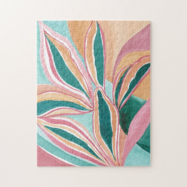 Quebra-cabeça Artístico de Aquarela Botânica Abstr (Vertical)