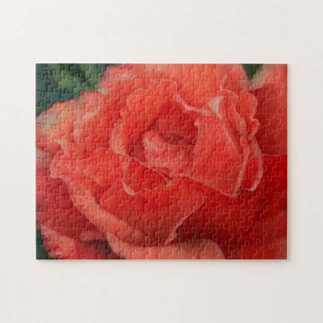 Quebra-Cabeça Artístico de Flor de Rosa Vermelho C (Horizontal)