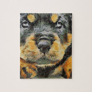 Quebra-cabeça Artístico Rottweiler Puppy Retrato