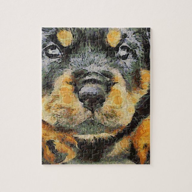 Quebra-cabeça Artístico Rottweiler Puppy Retrato (Vertical)