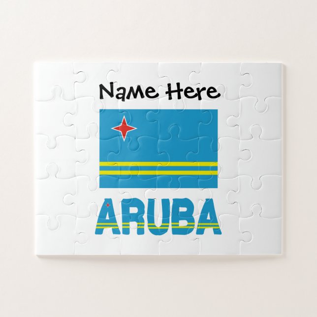 Quebra-cabeça Aruba e Bandeira de Aruba Personalizados  (Horizontal)