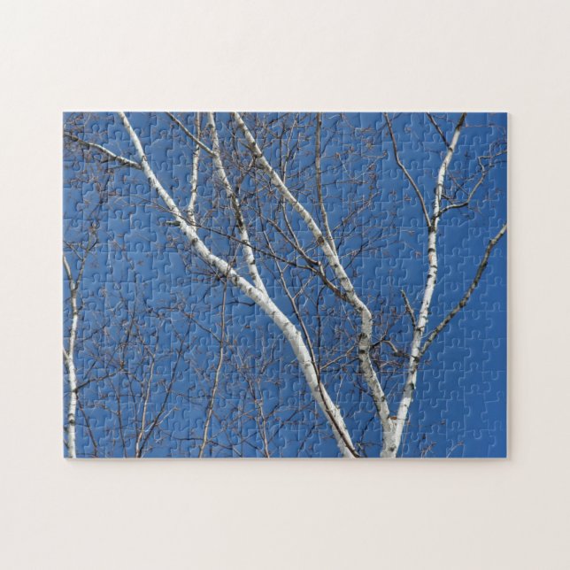 Quebra-cabeça Árvore Branca Contra Natureza Azul (Horizontal)