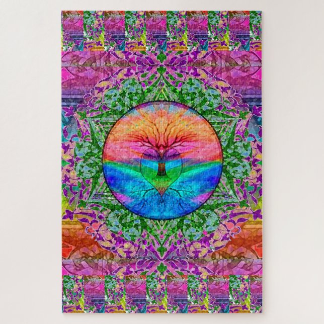 Quebra-cabeça Árvore calmante da vida em cores arco-íris (Vertical)