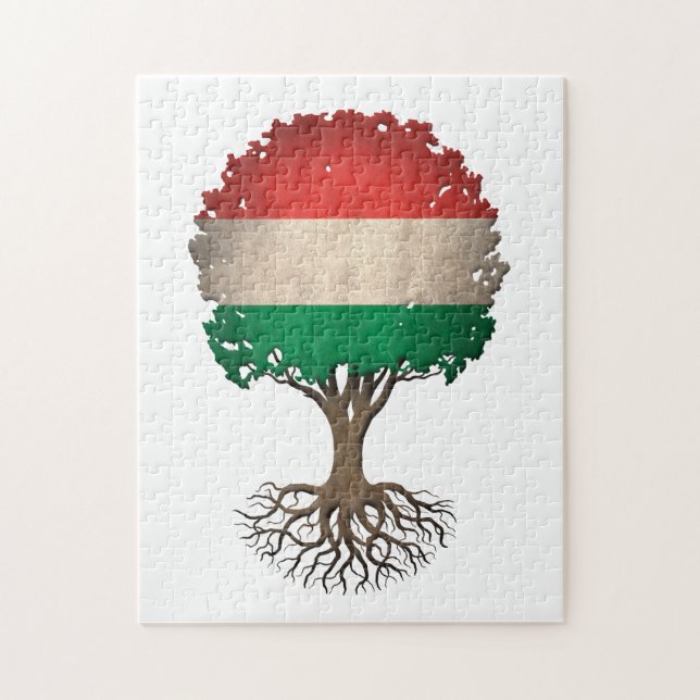 Quebra-cabeça Árvore da bandeira de vida húngara customizável (Vertical)