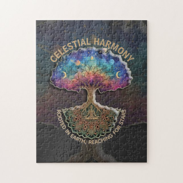 Quebra-cabeça Árvore da Harmonia Celestial - Mandala de Meditaçã (Vertical)