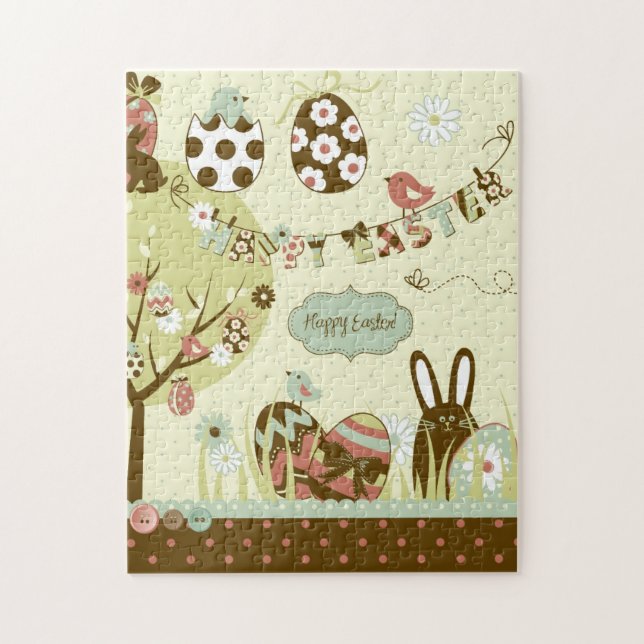 Quebra-cabeça Árvore da páscoa e um Clothesline com letras (Vertical)