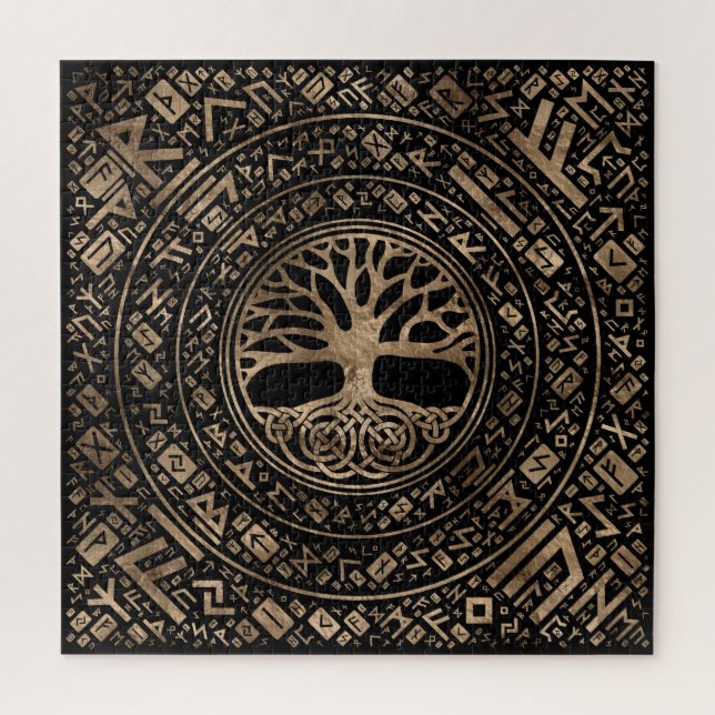 Quebra-cabeça Árvore da vida - Padrão Runic de Yggdrasil (Vertical)