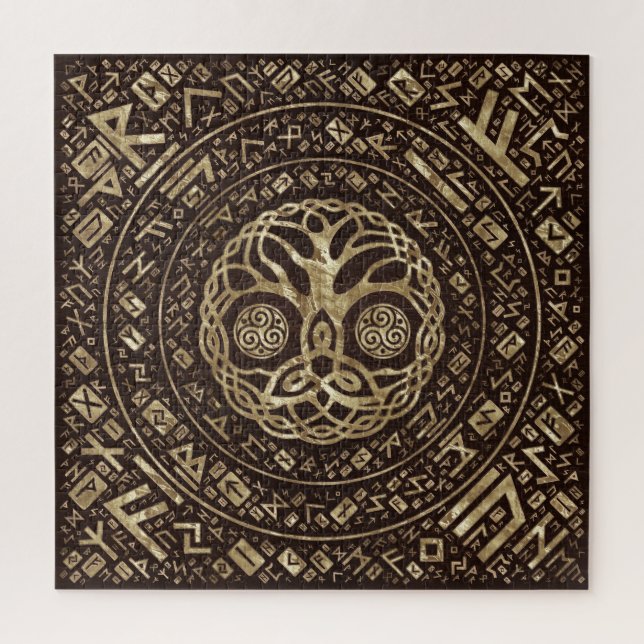 Quebra-cabeça Árvore da vida - Yggdrasil com Trinity Knot (Vertical)