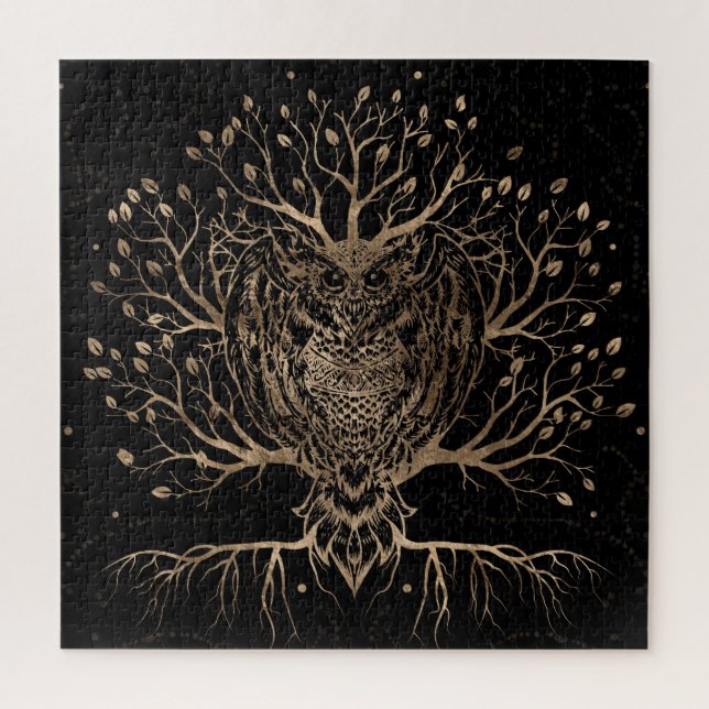 Quebra-cabeça Árvore de Coruja do Ouro (Vertical)
