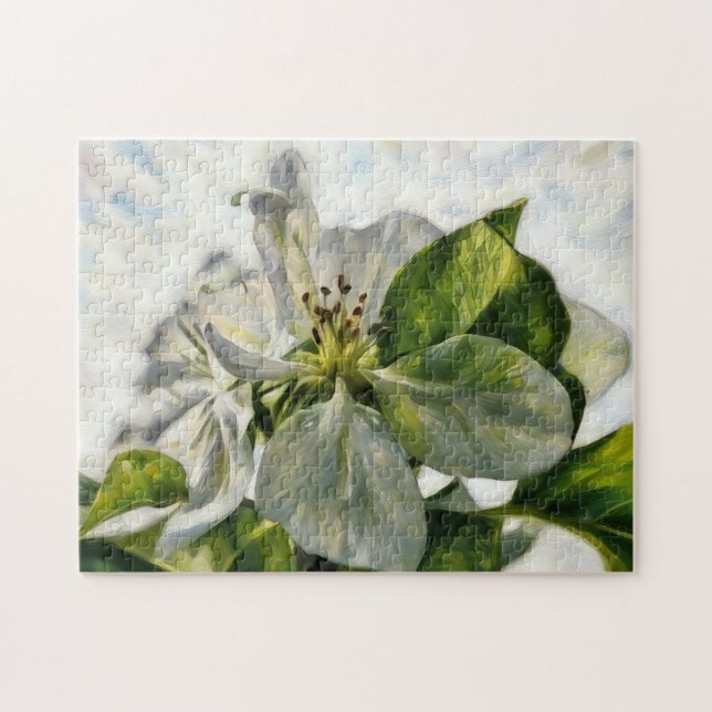 Quebra-cabeça Árvore de Flor Branca Flor de Arte Puzzle (Horizontal)