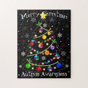 Quebra-cabeça Árvore de Natal Autismo Colorida