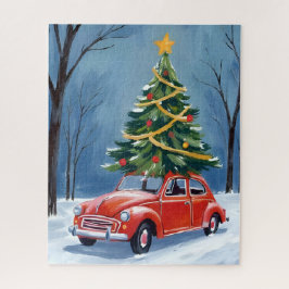 Quebra-cabeça Árvore de Natal de Carro Vermelho Antigo