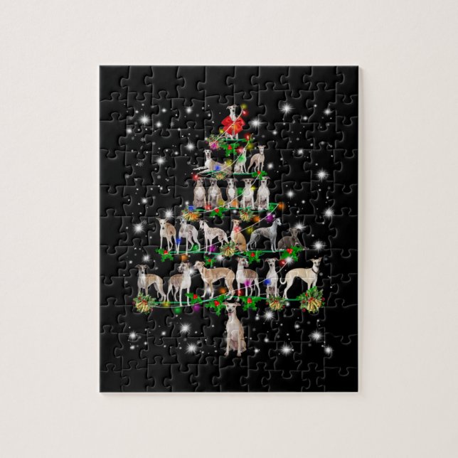 Quebra-cabeça Árvore De Natal De Whippet Coberta Por Lâmpada (Vertical)