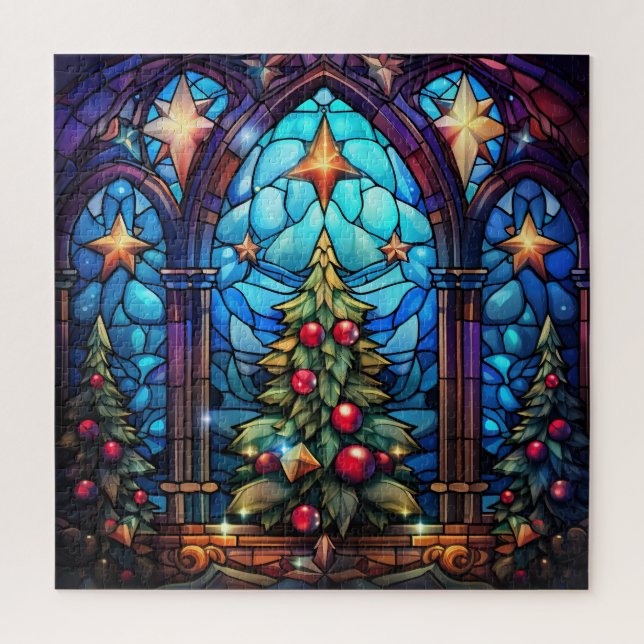 Quebra-cabeça Árvore de Natal desornada de vidro escondido (Vertical)