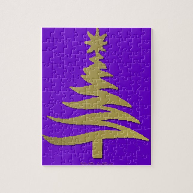 Quebra-cabeça Árvore de Natal Estêncil Dourado (Vertical)
