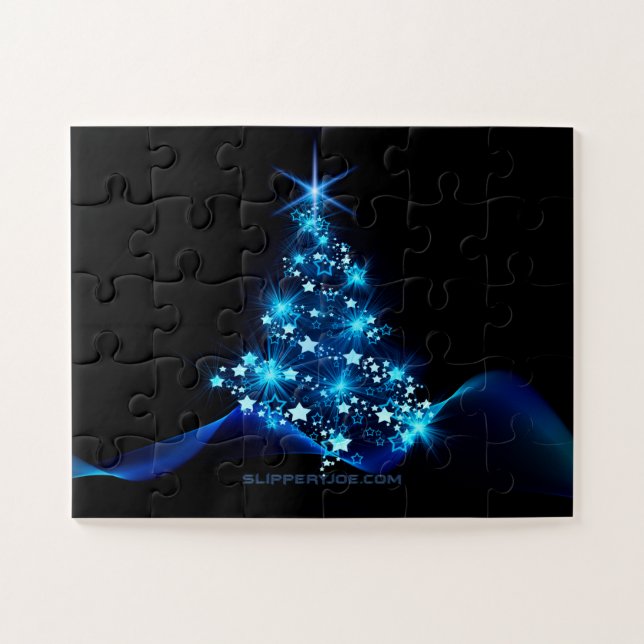 Quebra-cabeça Árvore de Natal estilizada e brilhante da Slippery (Horizontal)