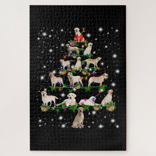 Quebra-cabeça Árvore De Natal Labrador Coberta Por Lâmpada De Lâ (Vertical)