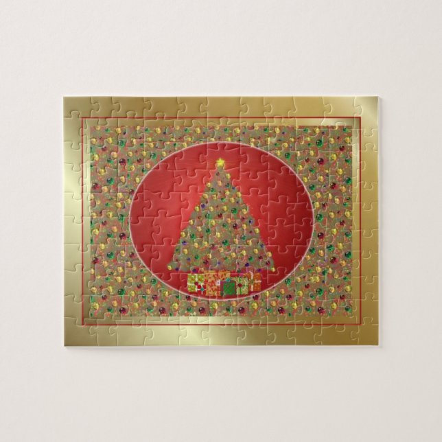Quebra-cabeça Árvore de Natal ouro (Horizontal)