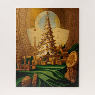 Quebra-cabeça Árvore de Natal ouro com Torre Eiffel