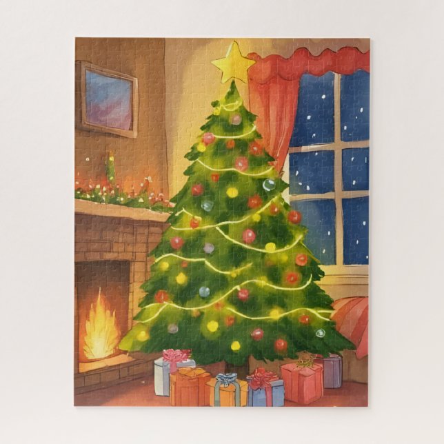 Quebra-cabeça Árvore de Natal | Pintura Feliz Natal (Vertical)