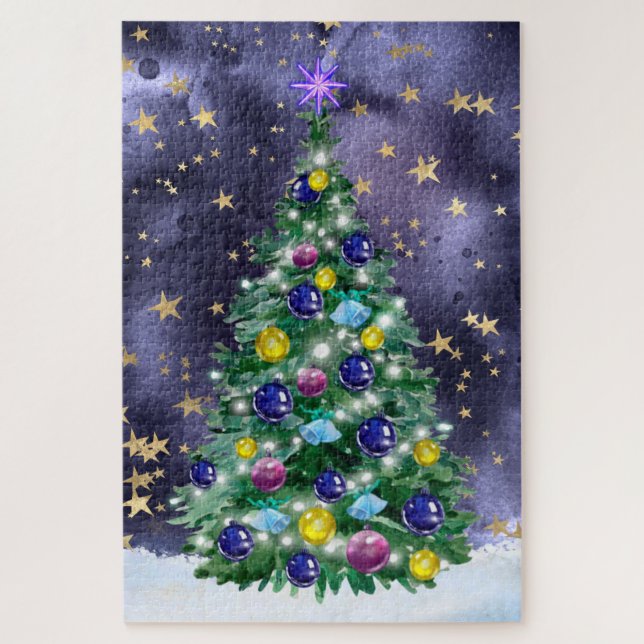 Quebra-cabeça Árvore de Natal Starry Night (Vertical)