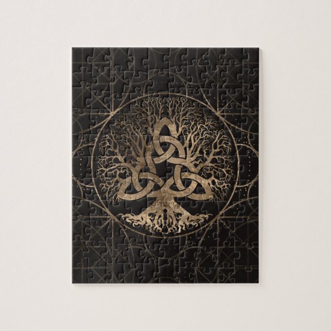 Quebra-cabeça Árvore de vida - Yggdrasil com Triquetra (Vertical)