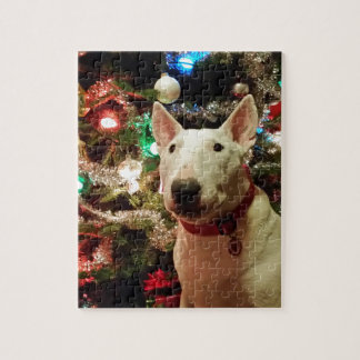 Quebra-cabeça árvore do presente de Natal de bull terrier