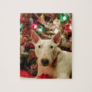 Quebra-cabeça árvore do presente de Natal de bull terrier