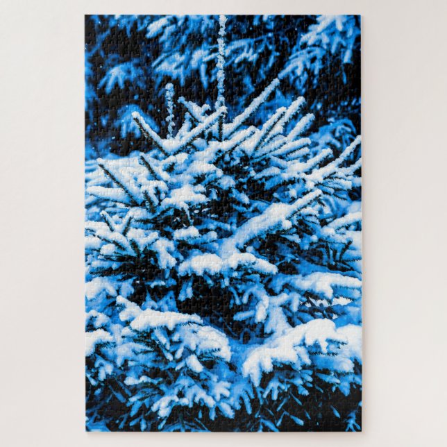 Quebra-cabeça Árvore jovem de Spruce coberto por neve (Vertical)