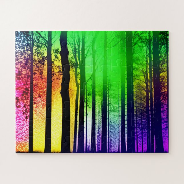 Quebra-cabeça Árvore Negra Encantada Silhuettes na Floresta Arco (Horizontal)