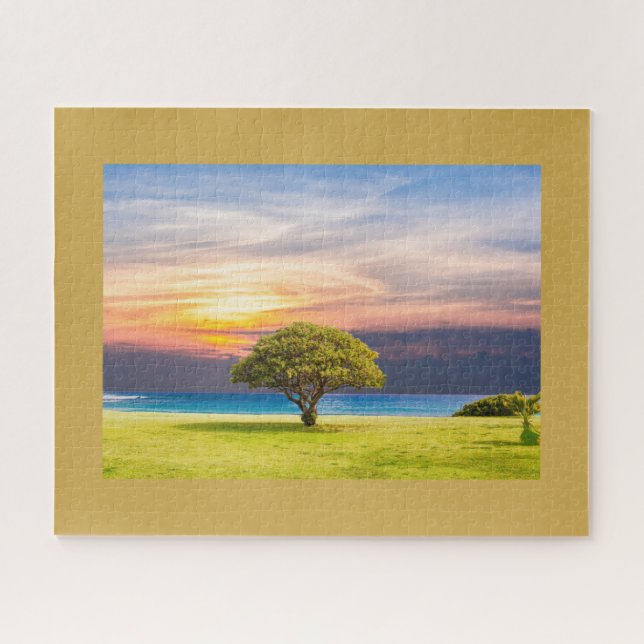 Quebra-cabeça Árvore Solitária com Frame (Horizontal)