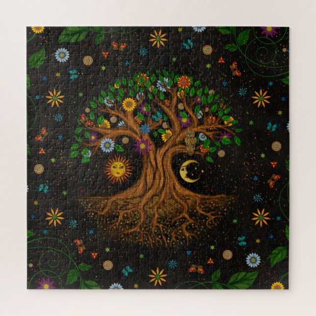 Quebra-cabeça Árvore Whimsical da Vida - Yggdrasil (Vertical)