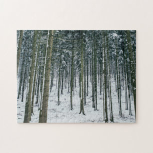 Quebra-cabeça Árvores cobertos de neve da paisagem da floresta