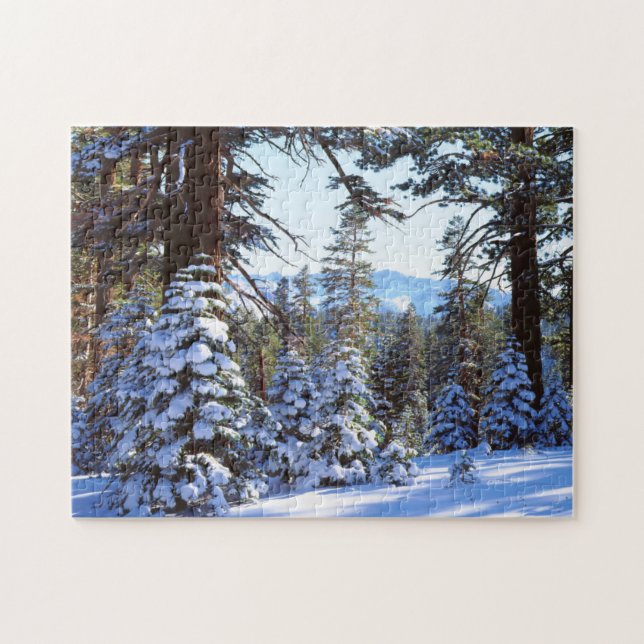 Quebra-cabeça Árvores de Abeto Vermelho cobertas de neve na Alta (Horizontal)
