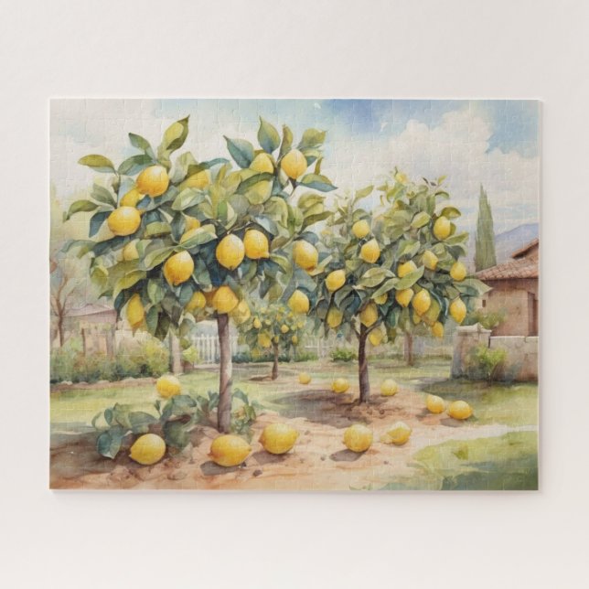Quebra-cabeça Árvores de Limão de Aquarela (Horizontal)