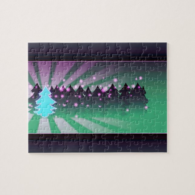 Quebra-cabeça Árvores de Natal Matizes de Verde (Horizontal)