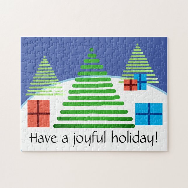 Quebra-cabeça - Árvores e Presentes de Férias (Horizontal)