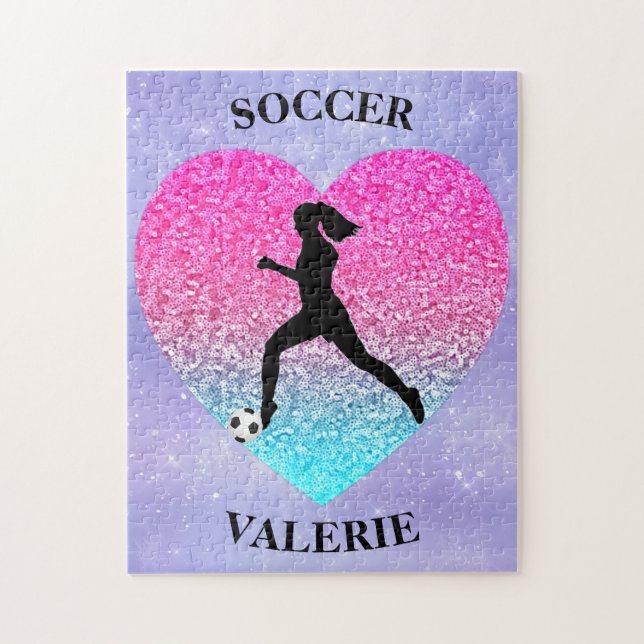 Quebra-cabeça As meninas amam futebol     (Vertical)